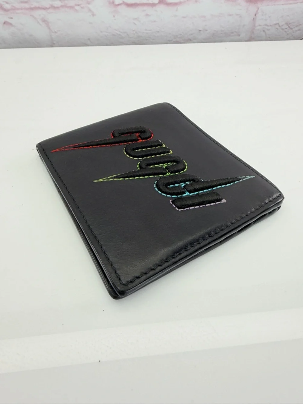 Gucci Blade Embroidered Black Leather Wallet Bifold
